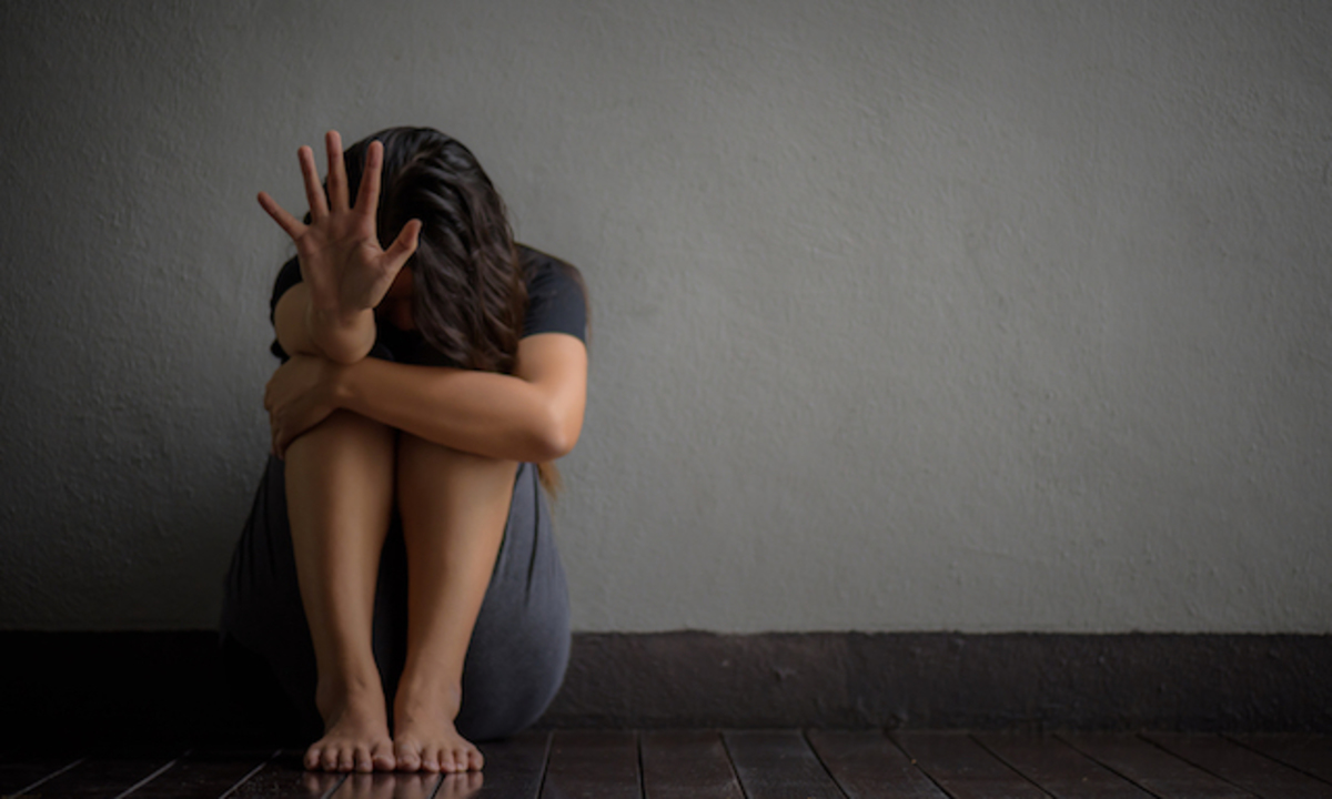 Woman hand sign for stop abusing violence Human Rights Day concept.